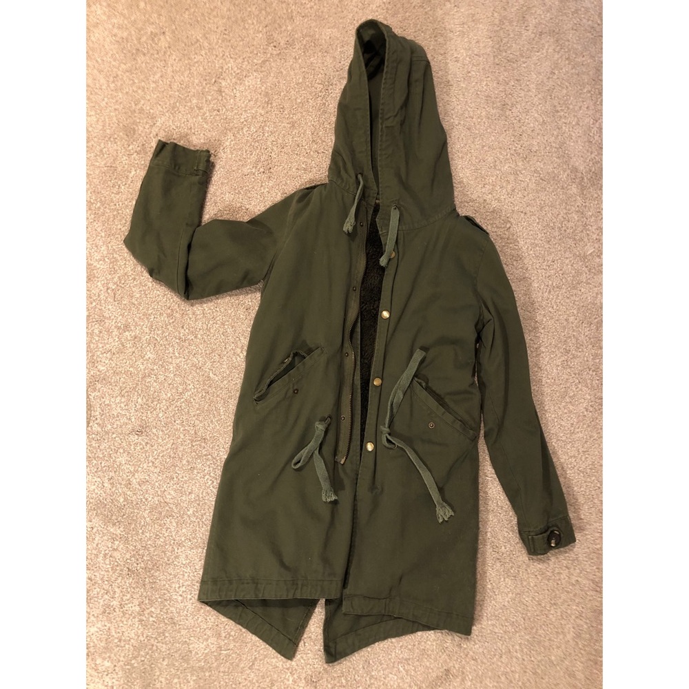 Army green jacket with removable Sherpa lining